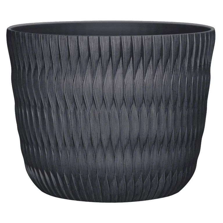 Better Homes & Gardens Carly Black Resin Planter, 15.9in Dia x 12.5in H - Walmart.com | Walmart (US)