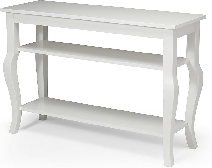 Kate and Laurel Lillian Wood Console Table with Curved Legs and Two Shelves, White | Amazon (US)