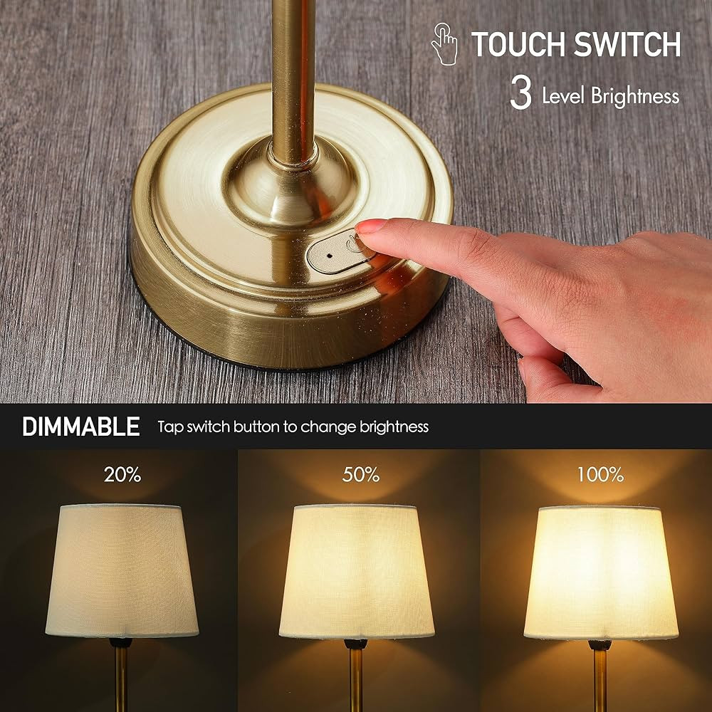 O’Bright Seraph - Cordless LED Table Lamp with Dimmer, Built-in Rechargeable Battery, 3-Level B... | Amazon (US)
