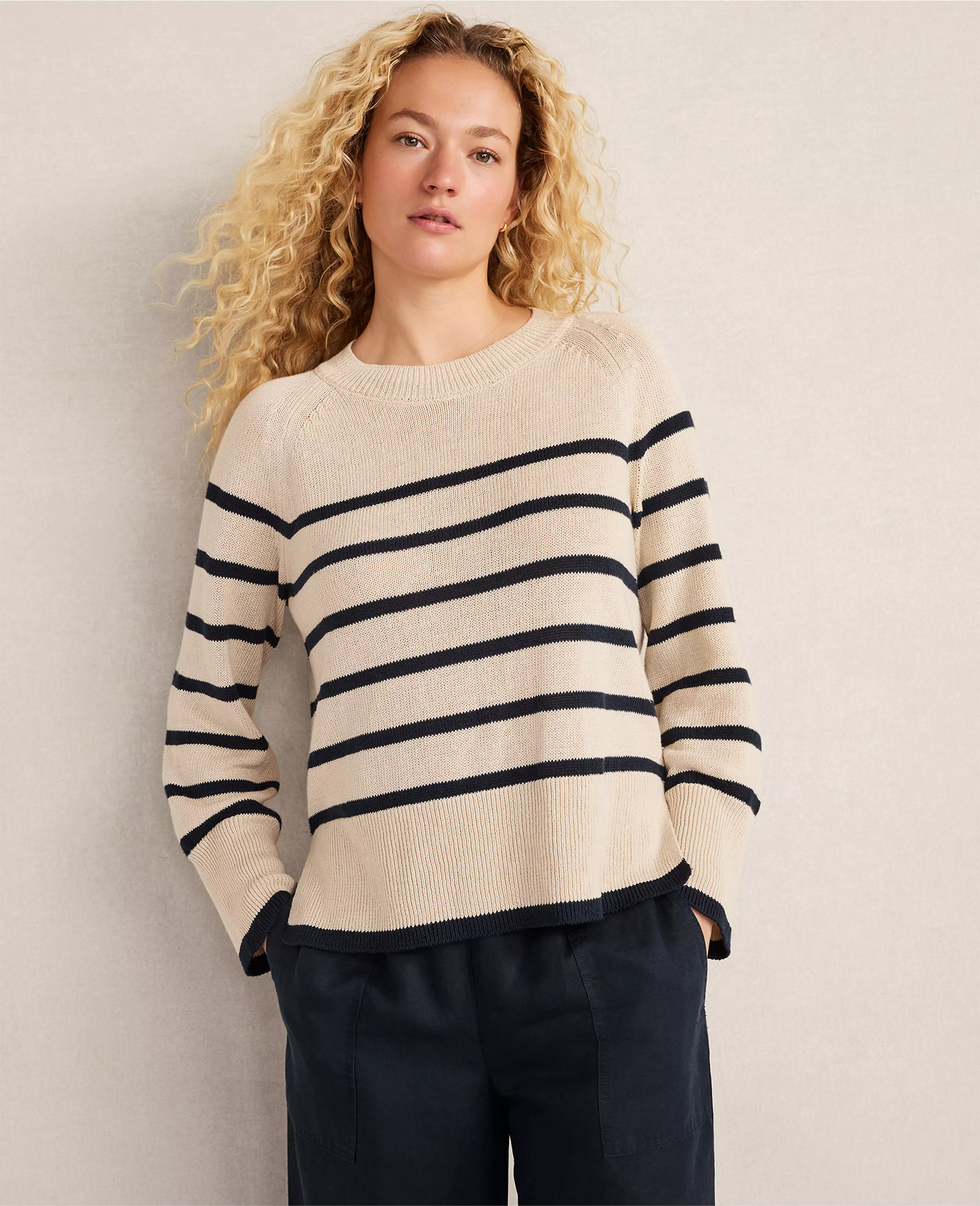Haven Well Within Organic Cotton Linen Stripe Crewneck | Ann Taylor
