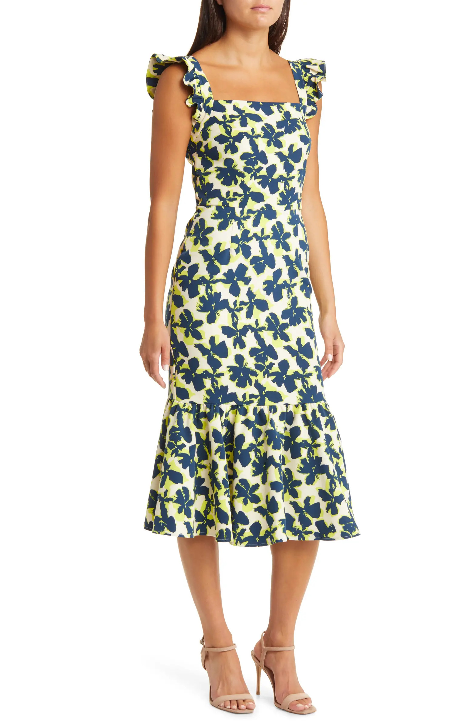 Chelsea28 Ruffle Sleeve Midi Dress | Nordstrom | Nordstrom