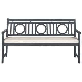 SAFAVIEH Montclair 60.6 in. 3-Person Ash Gray Acacia Wood Outdoor Bench with Beige Cushions PAT67... | The Home Depot