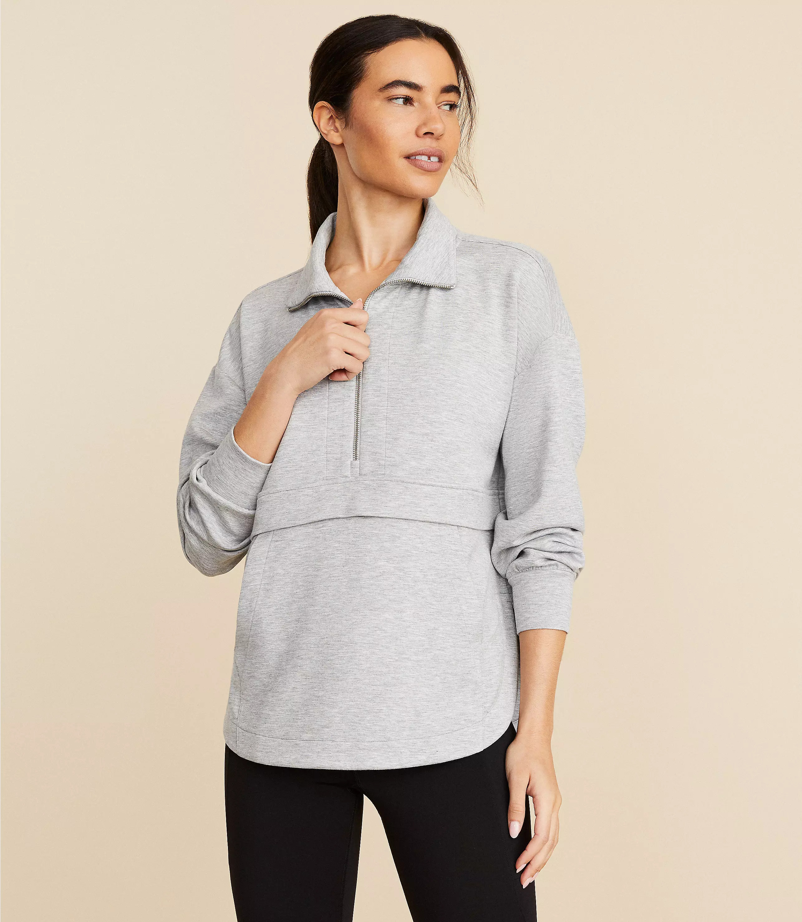 Lou & Grey Heathered Scubasoft Half Zip Pullover | LOFT