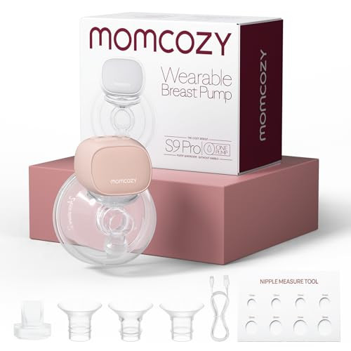 Momcozy Hands Free Breast Pump S9 Pro Updated, Wearable Breast Pump of Longer Battery Life & LED Display, Portable Electric Breast Pump with 2 Modes & 9 Levels - 24mm, 1 Pack Pink | Amazon (US)