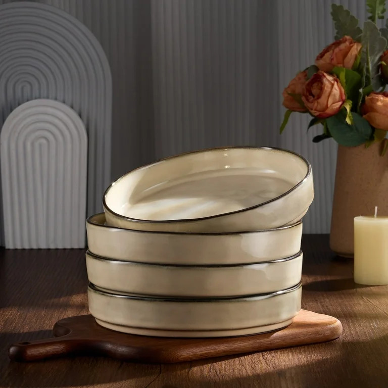 Vesteel Pasta Bowls Set of 4, 30oz Stoneware Salad Bowl, Large Dinner Bowls for Eating Serving So... | Walmart (US)