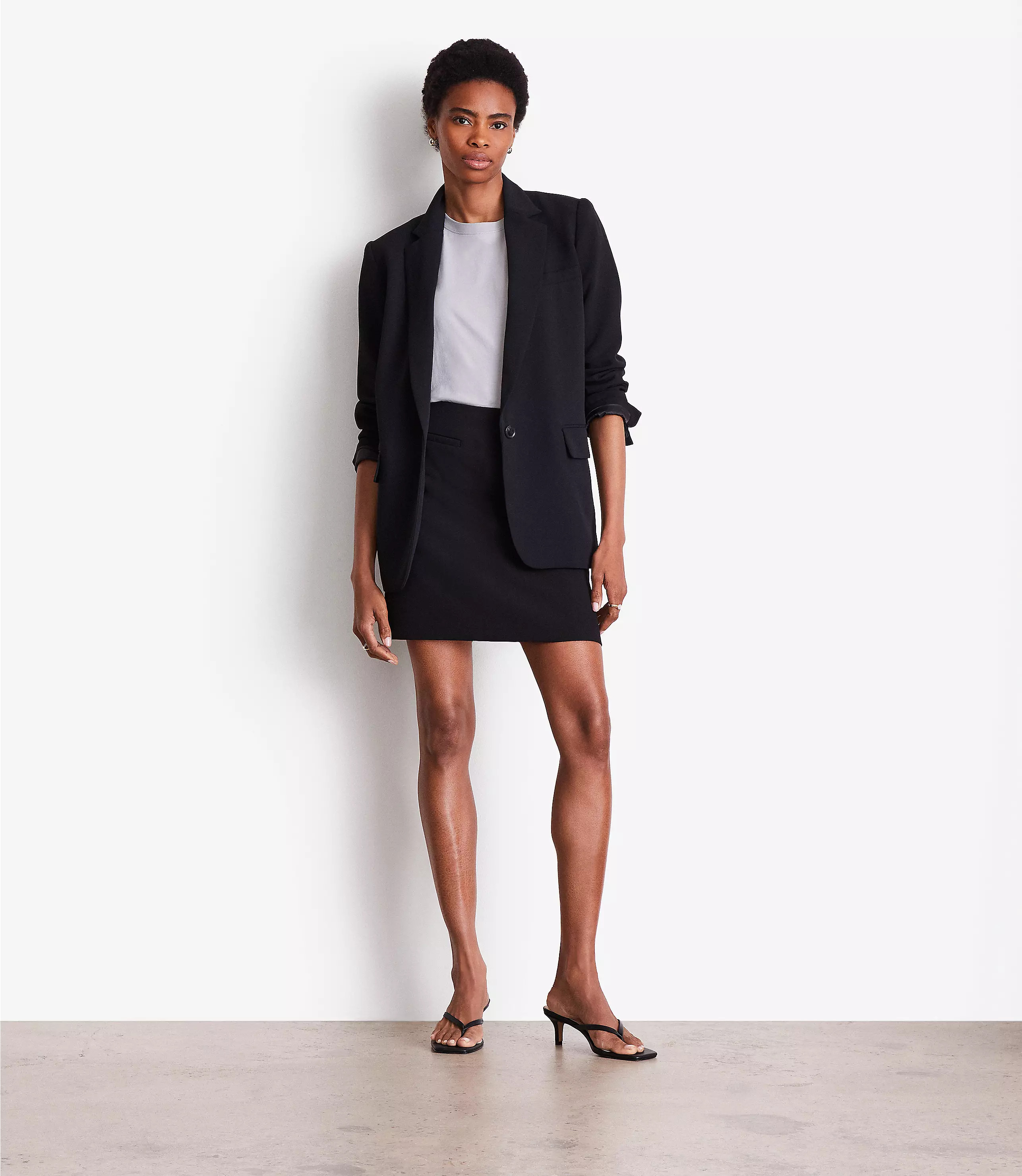 Petite LOFT Versa Crepe Drape Relaxed Blazer | LOFT