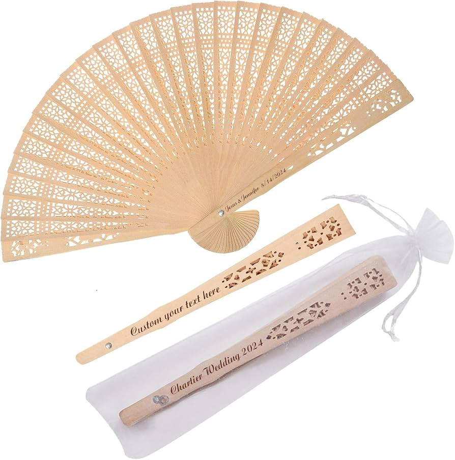 50Pcs Custom Wedding Fans,Personalized Folding Hand Fans,Personalized Engraved Wooden Fans for Pa... | Amazon (US)
