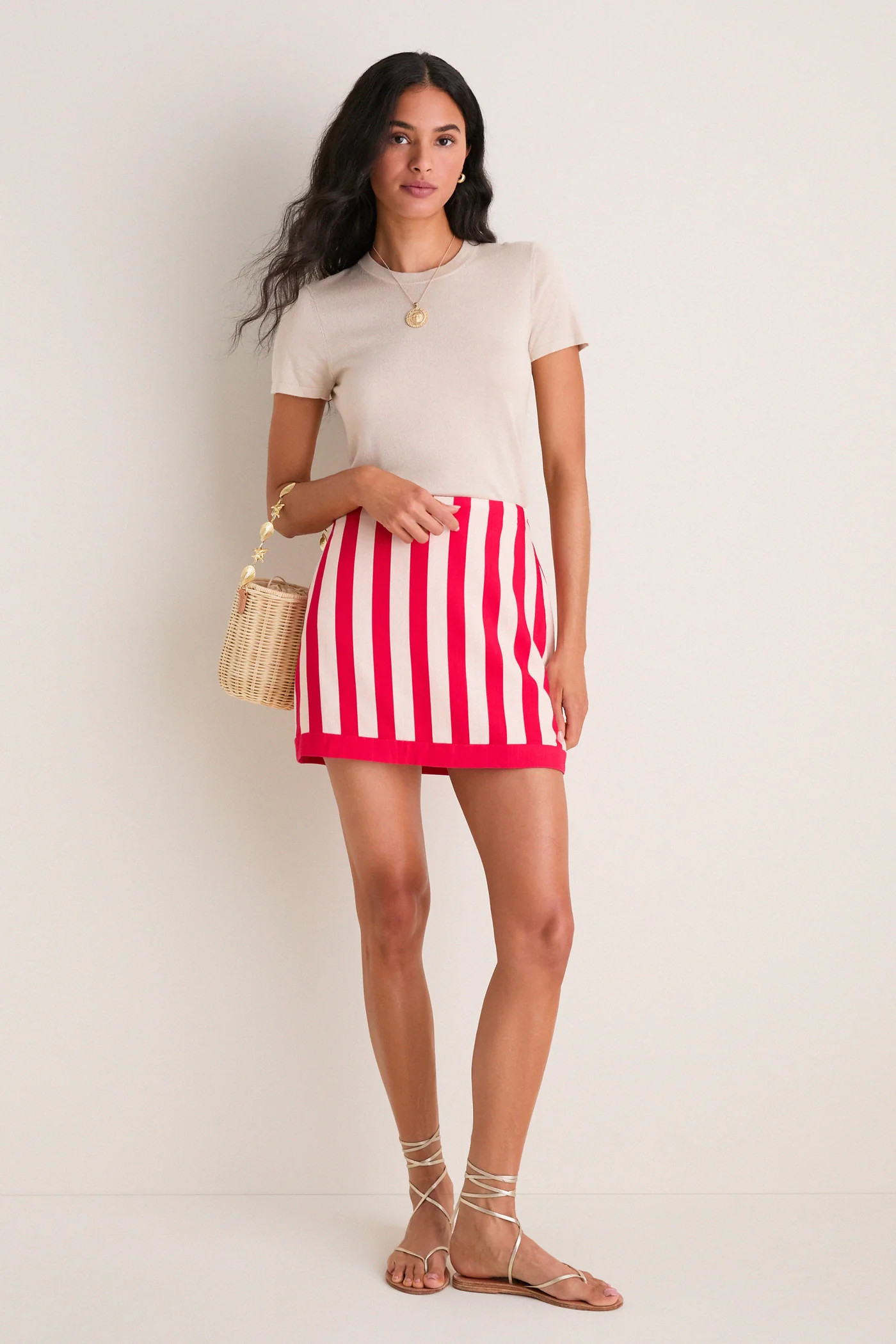 Red & Tan Cabana Stripe Verey Mini Skirt | Tuckernuck (US)