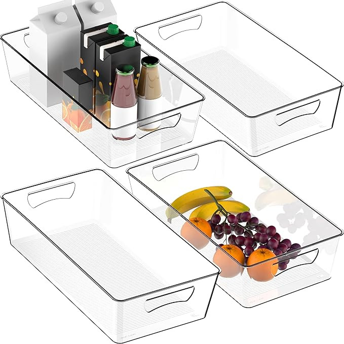 Simple Houseware 4 Pcs Kitchen Clear Bin Storage Organizer, 15" x 8" x 3.75" | Amazon (US)