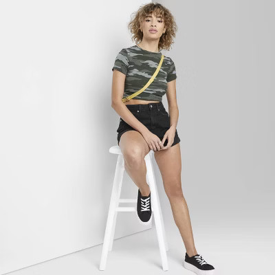 Women's Super-High Rise Curvy Rolled Cuff Mom Jean Shorts - Wild Fable™ | Target