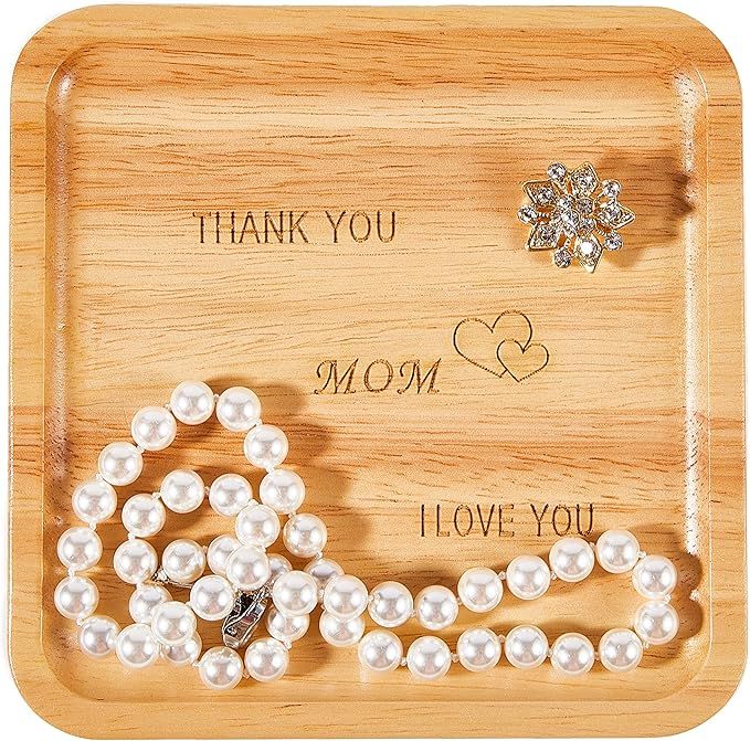 LULUKO Mothers Day Gifts Jewelry Tray Mom Gifts Wood Ring Dish Gifts for Mom from Daughter(Parawo... | Amazon (US)
