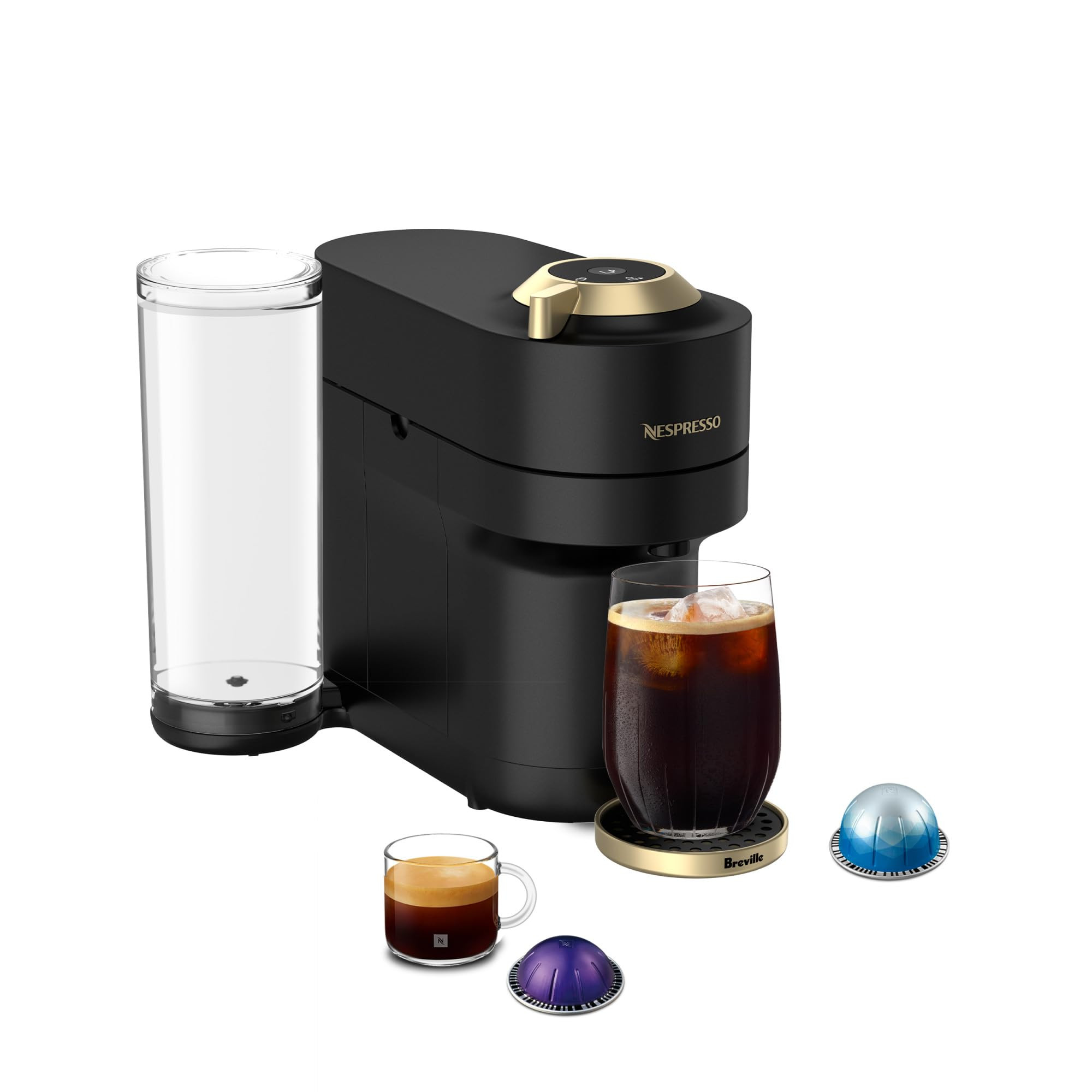 Nespresso Festive Vertuo Pop+ Coffee and Espresso Maker by Breville, Matte Black Gold | Amazon (US)