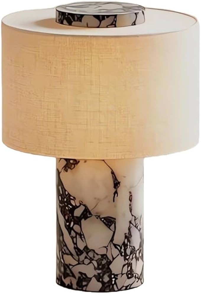 Marble Table Lamp\uff0cNatural Stone and Fabric Desk Lamp Luxury Simple Room Bedroom Decoration B... | Amazon (US)