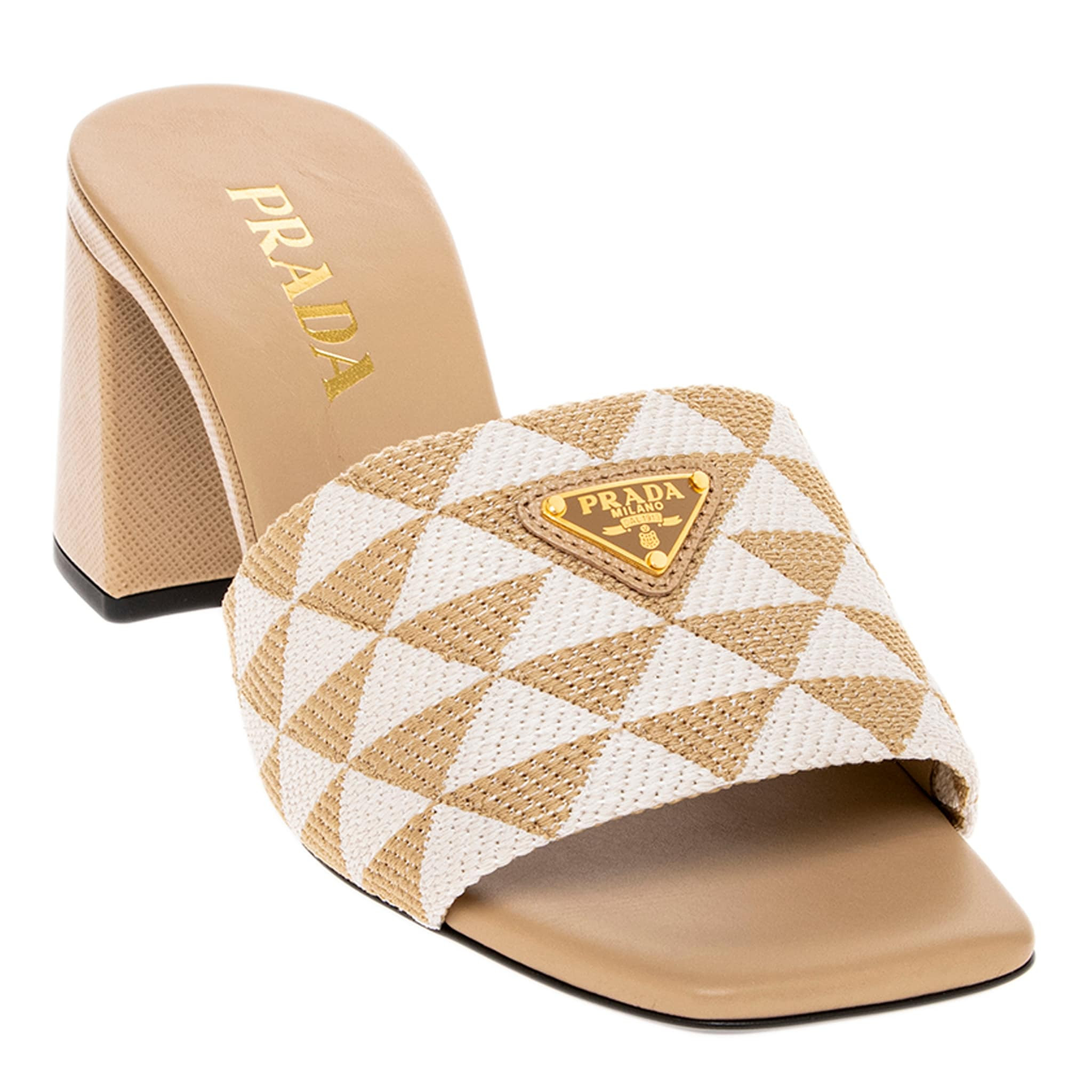 Prada Embroidered Fabric Sandals | Overstock