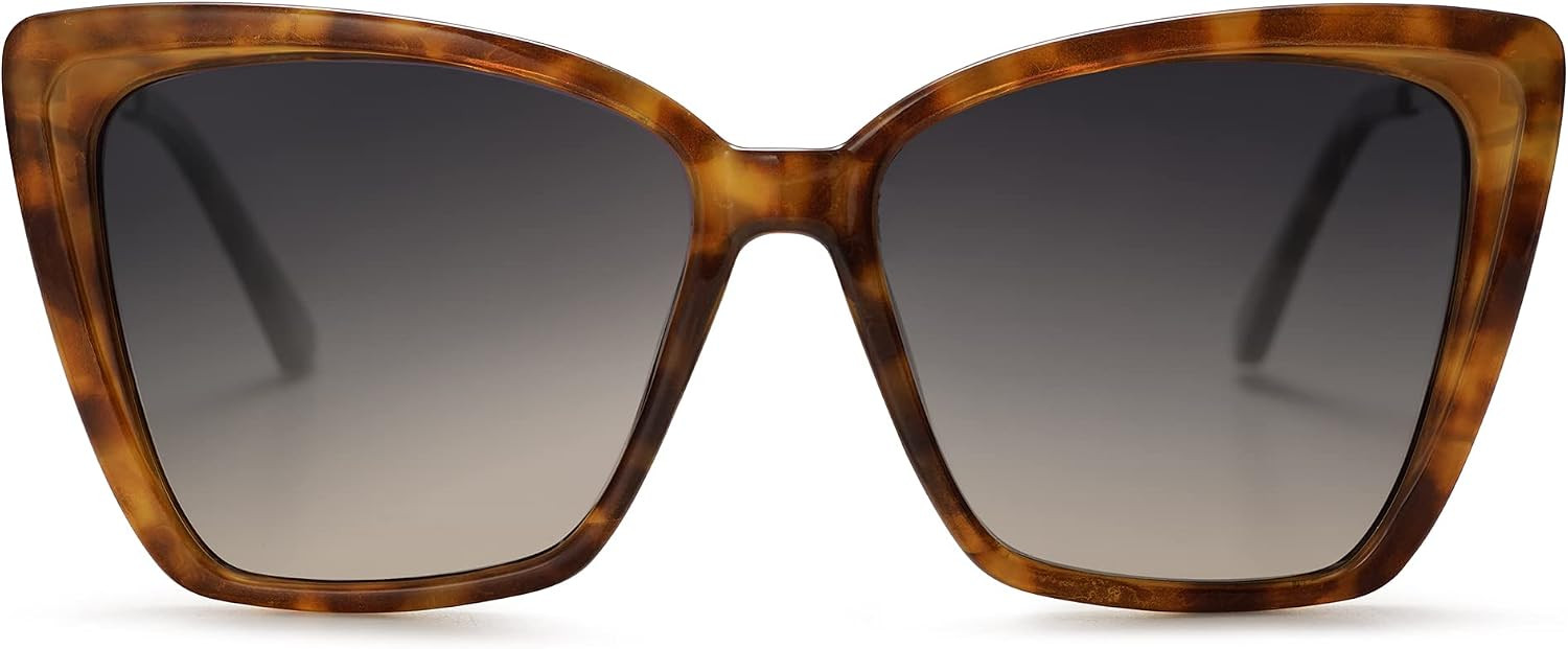 SOJOS Trendy Polarized Sunglasses For Women Retro Womens Oversized Square Cat Eye Sun Glasses UV Protection SJ2206 | Amazon (US)