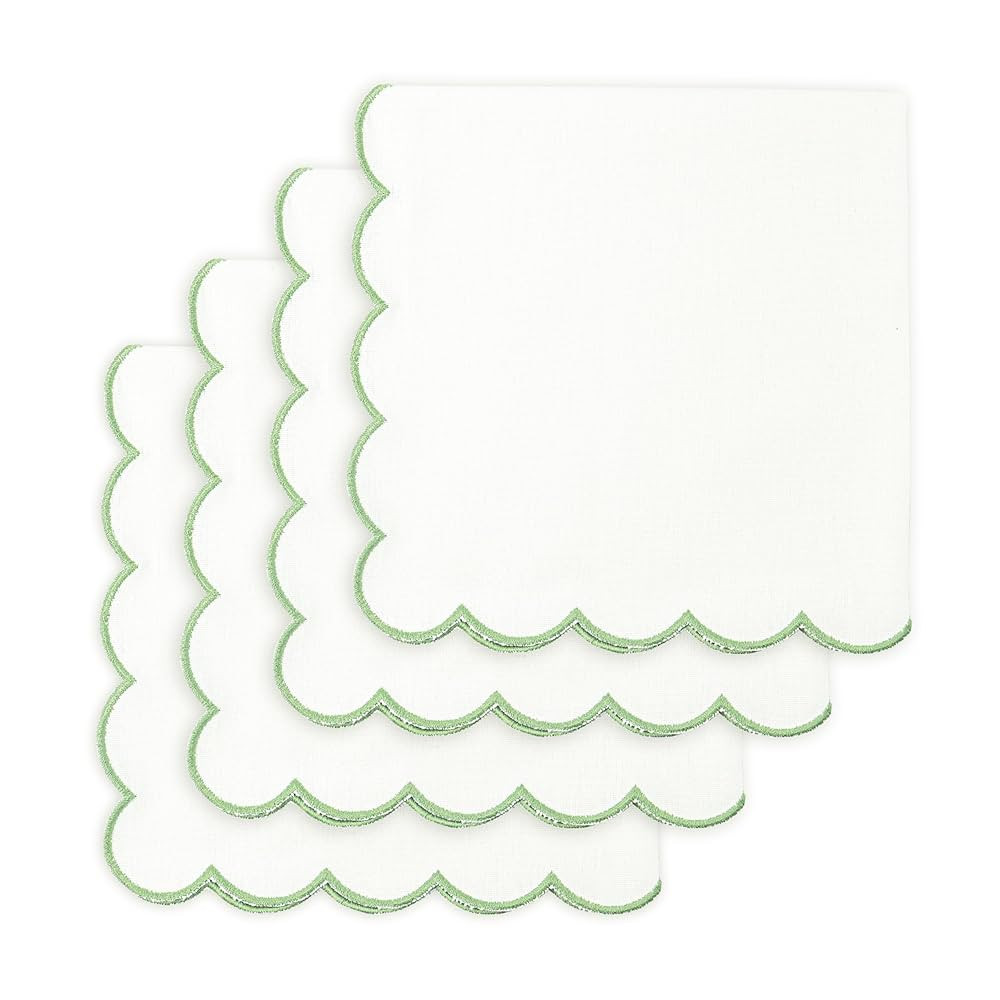 PurpleEssences Scalloped Embroidery Cloth Napkins Table Decor Fall Thanksgiving 100% Cotton Set o... | Amazon (US)