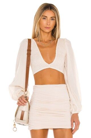 Indah Biru Solid Ruched Bodice Crop Top in Opal from Revolve.com | Revolve Clothing (Global)