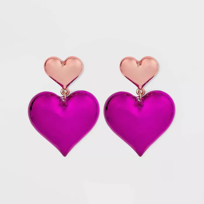 SUGARFIX by BaubleBar Two-Tone Stacked Heart Drop Earrings | Target