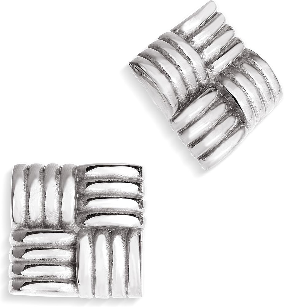 Chunky Big Square Geometric Stud Earrings for Women, Trendy Large Statement Vintage Textured Dome... | Amazon (US)