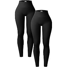 OQQ Women's 2 Piece Yoga Leggings Ribbed Seamless Workout High Waist Athletic Pants | Amazon (US)