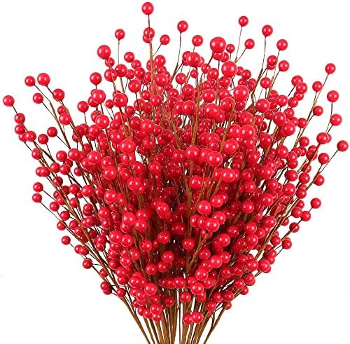 Amazon.com: Larksilk 12 Waterproof Red Berry Stems, 19", 100% Wired Stem Branches, Holly Berry Sp... | Amazon (US)