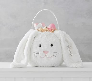 White Long-Eared Bunny Treat Bucket | Pottery Barn Kids