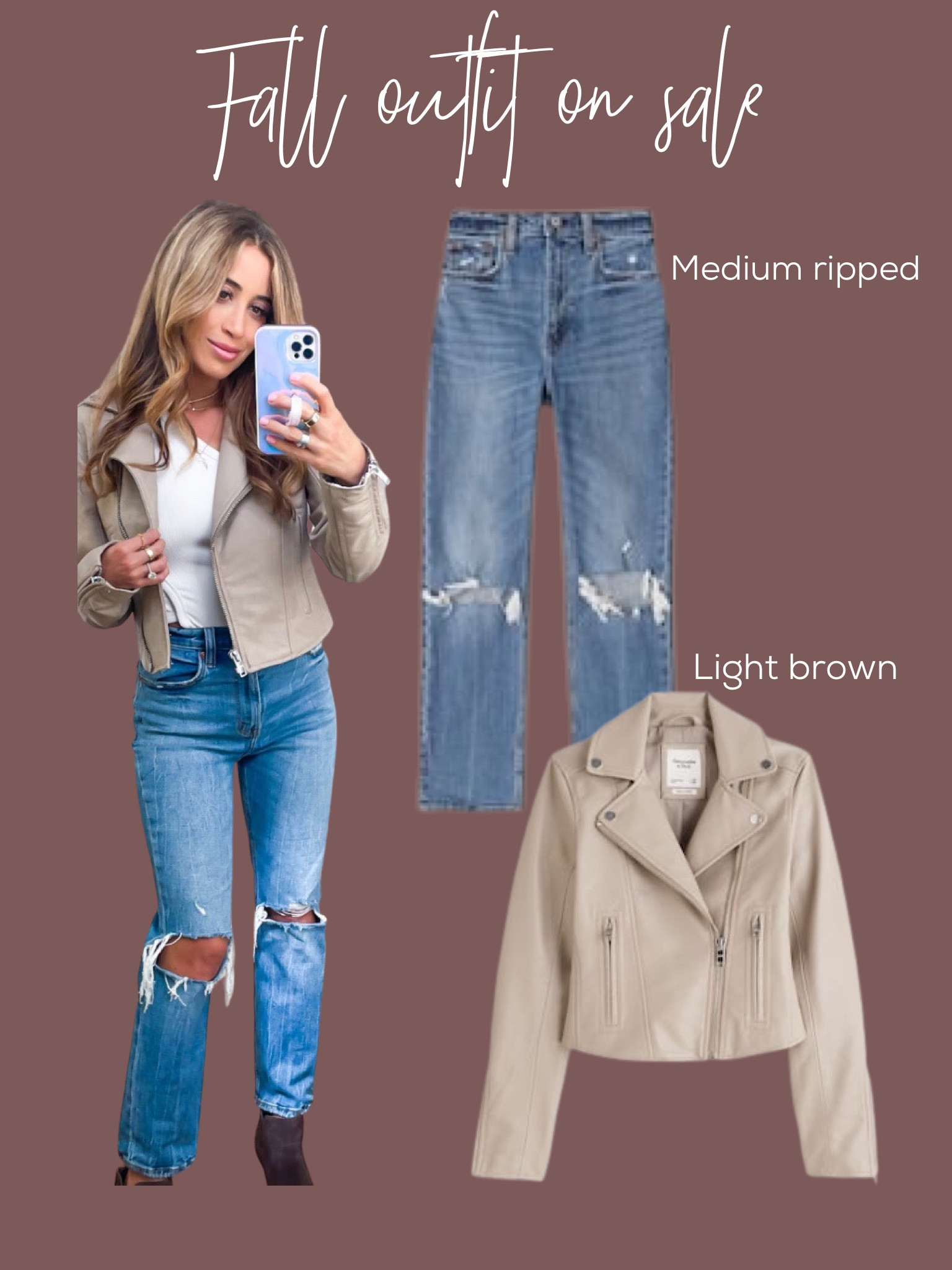 Medium wash jeans 24a on sale moto jacket xxs on sale fall outfit Abercrombie petites   

#LTKsalealert #LTKunder100 #LTKunder50