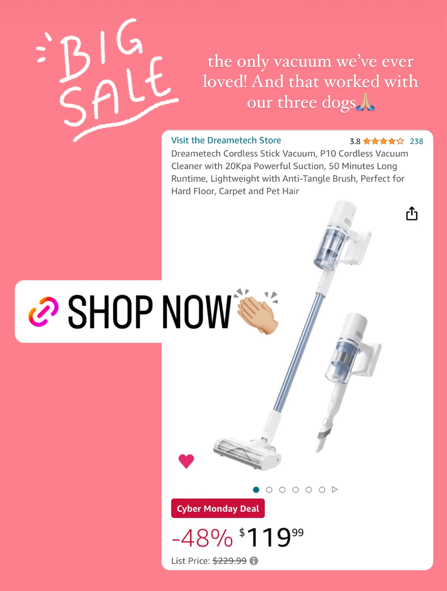 The best cordless vacuum I’ve ever owned! 50% off today. 

#LTKsalealert #LTKhome #LTKCyberWeek