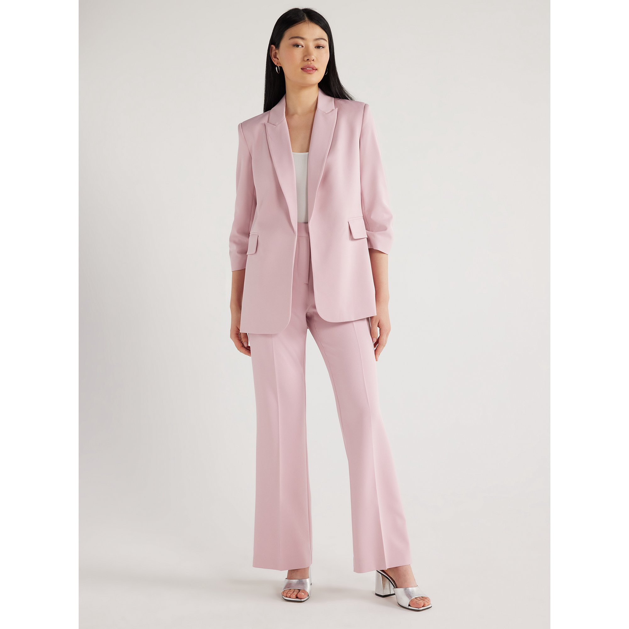 Scoop Women's Relaxed Fit Scrunch Sleeve Blazer, Sizes XS-XXL | Walmart (US)