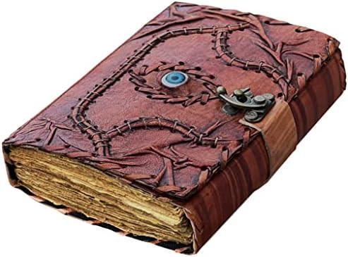 Vintage Leather Journal with Spell Eye Journal Hocus Pocus Book of Shadows -Lock Closure, 200 Ant... | Amazon (US)