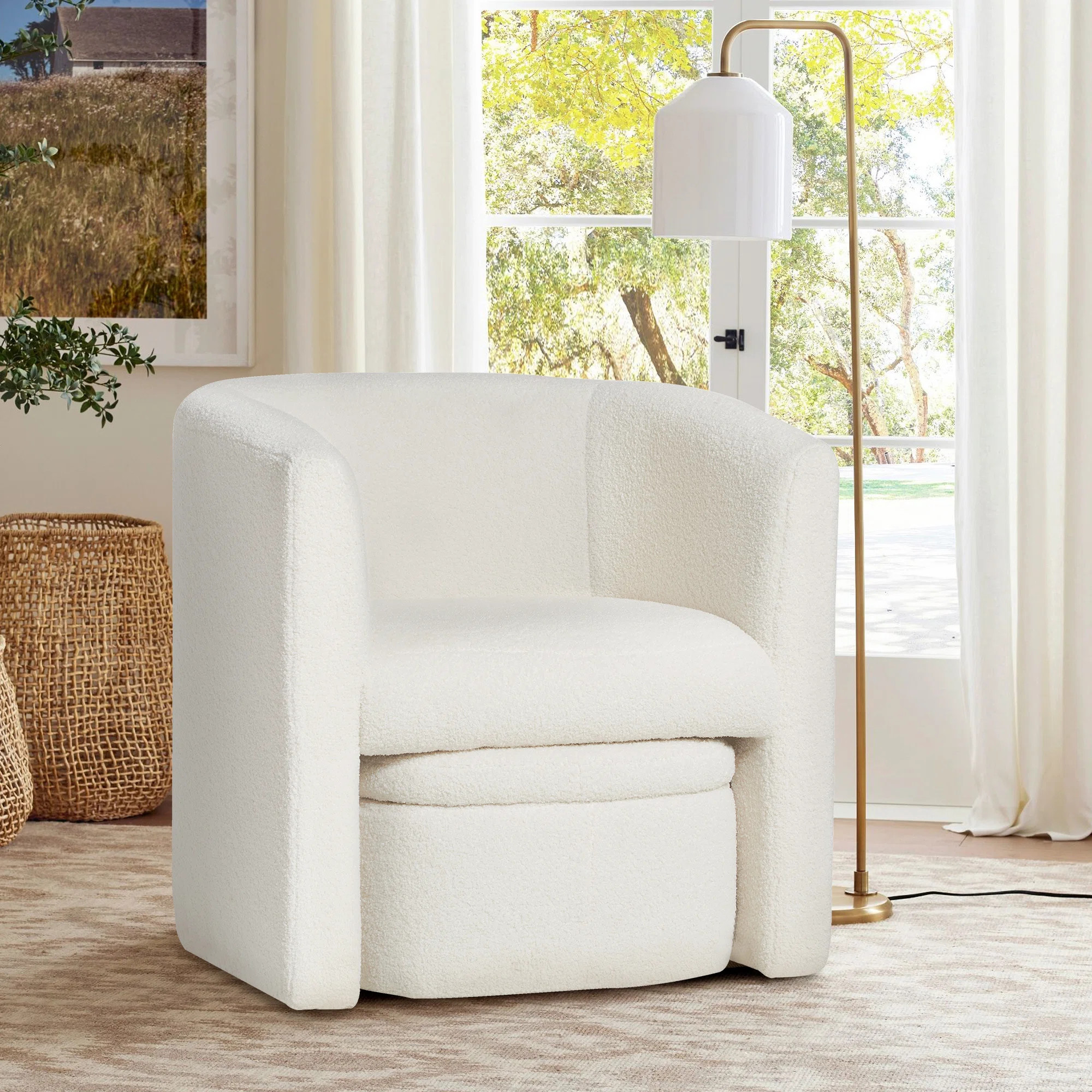 Braedin Upholstered Accent Chair & Storable Ottoman, No Assembly Required | Wayfair North America