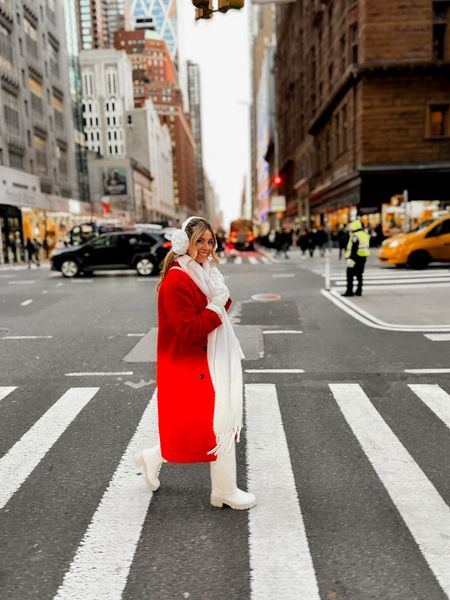 Red coat outfit, New York City outfit, New York style, city style, city outfit, chunky scarf, white pants, cold weather style

#LTKstyletip #LTKU #LTKSeasonal