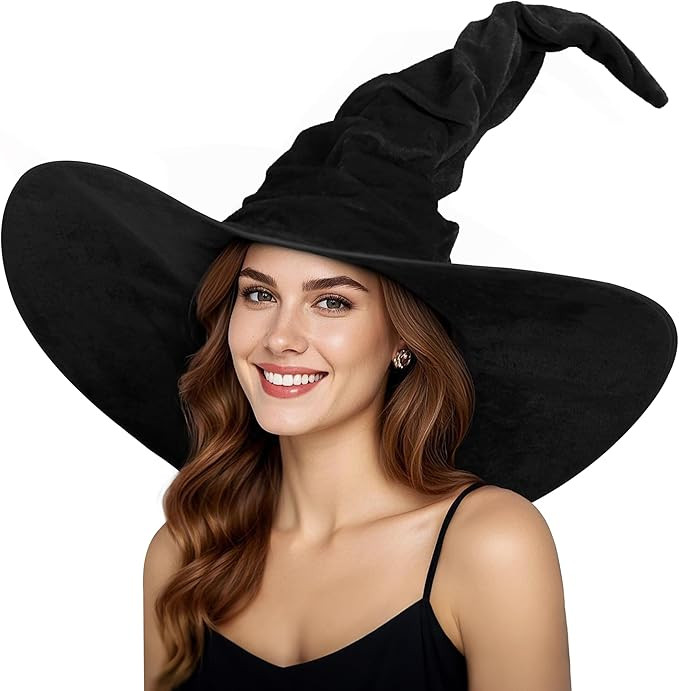 HOMELEX Witch Hat Halloween Adult Black Women's Large Witches Hat Costume Accessories for Party | Amazon (US)