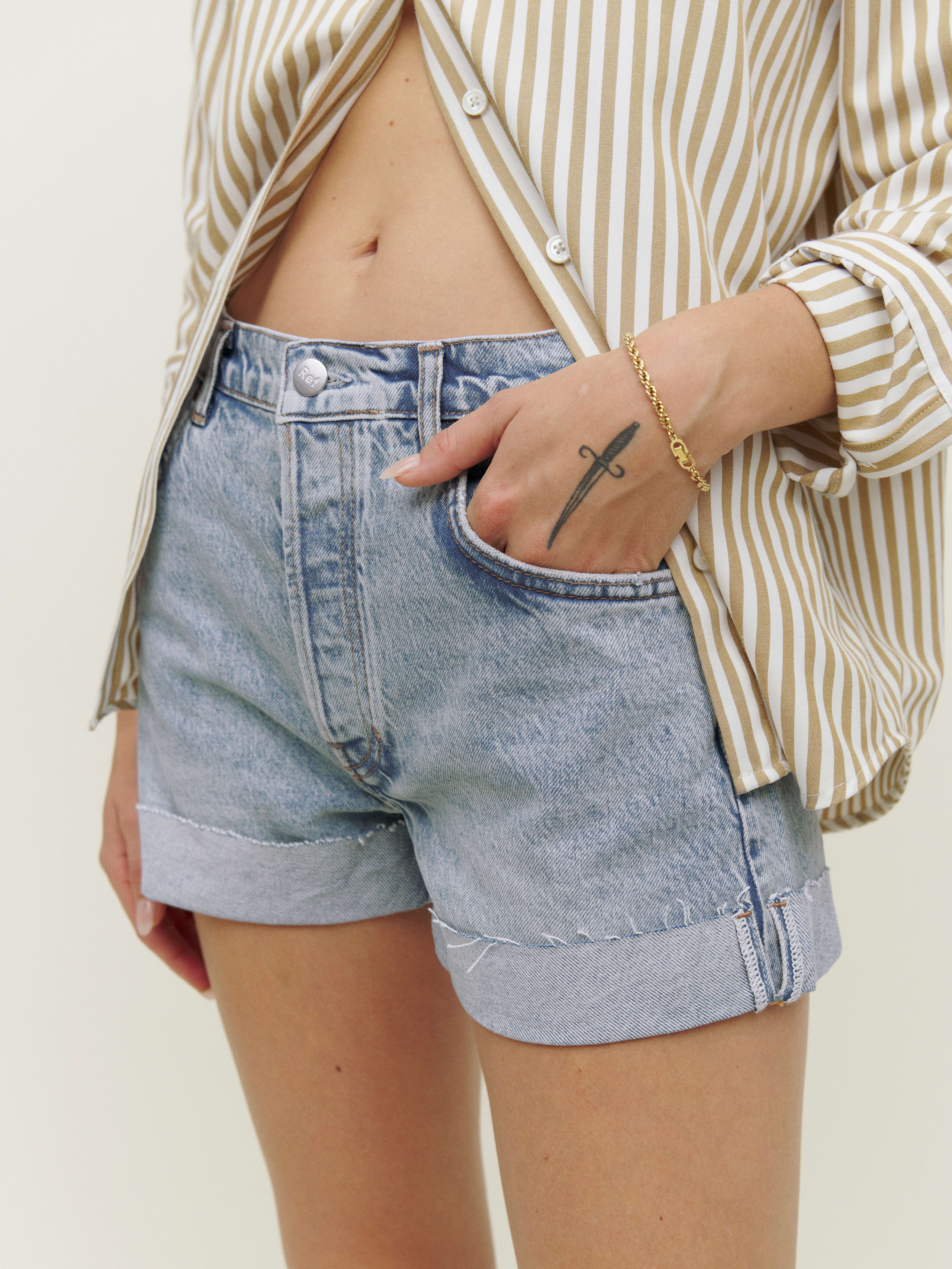 Charlie Cuffed High Rise Jean Shorts | Reformation (Global)