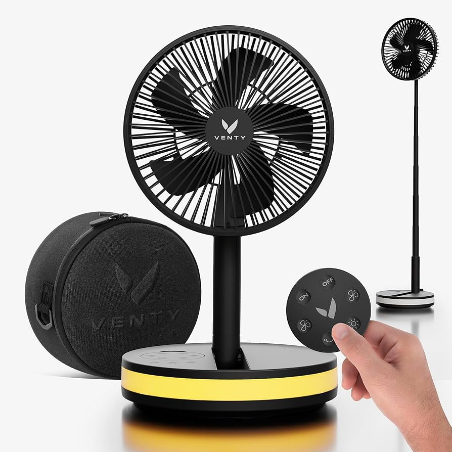 VENTY Portable Fan - Wireless Battery Operated Fan - 4 Speeds - LED Lighting - Carry Case & Remot... | Amazon (US)