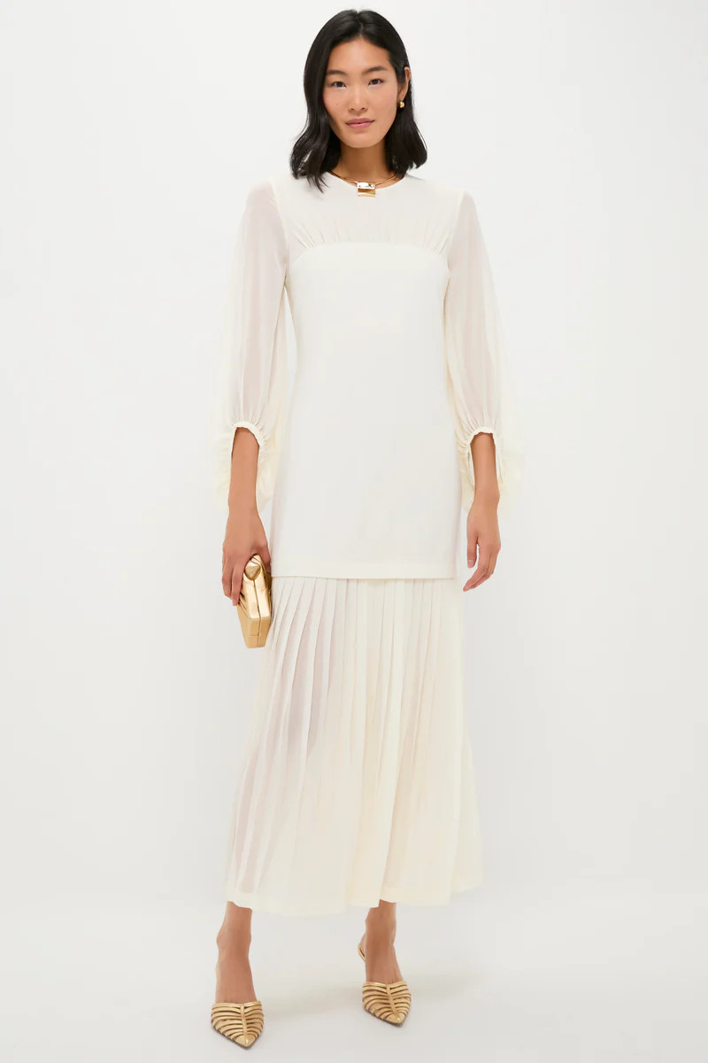 Ivory Chiffon Pleated Lorraine Dress | Tuckernuck (US)
