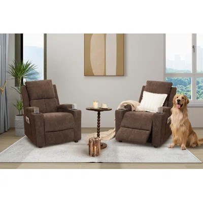 30.71'' Ultra-Comfortable Modern Recliner with Push-Back Mechanism, Dual USB Ports, and Cup Holders | Wayfair North America