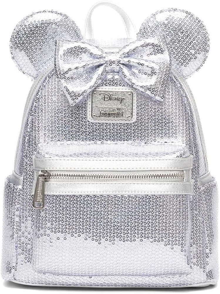 Loungefly Disney Minnie Mouse Platinum Sequin Womens Backpack | Amazon (US)