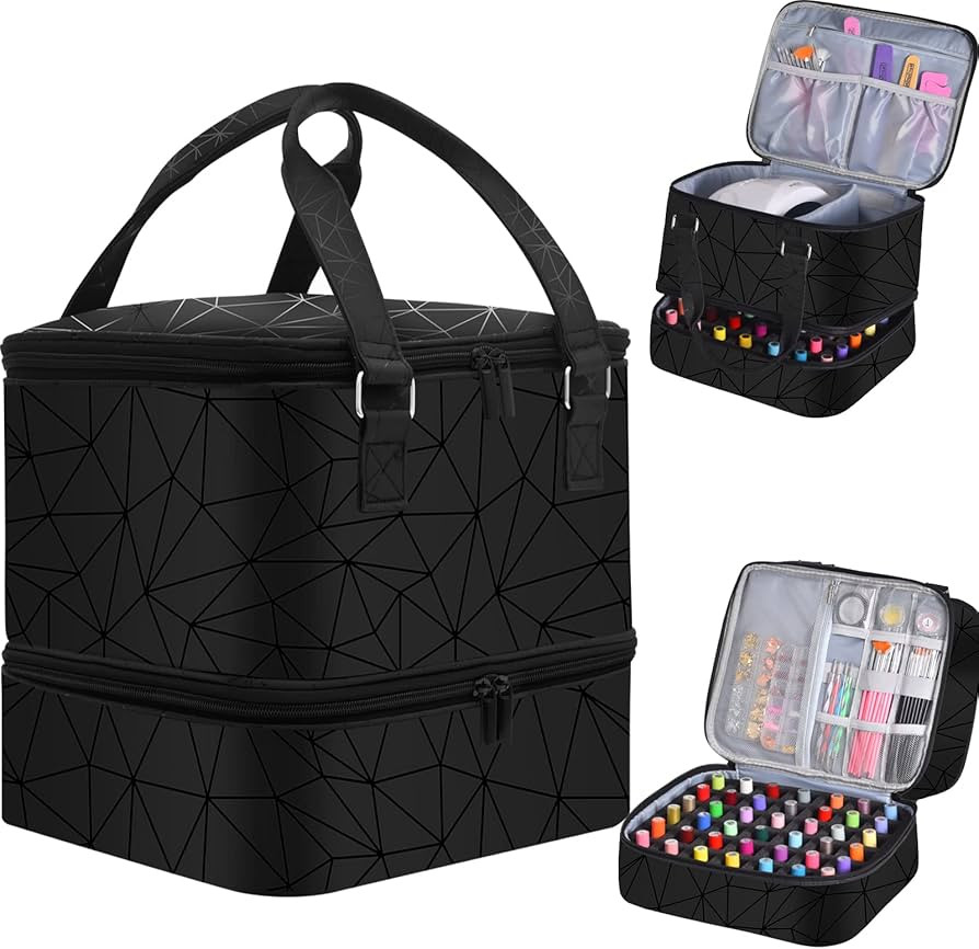 Amazon.com : FCQQYWZ Nail Polish Organizer Case - Holds 42+ Bottles (15ml/0.5 fl.oz) and 1 Nail L... | Amazon (US)