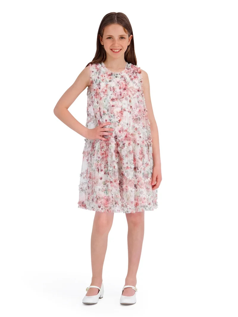 Kensie Girl Sleeveless Printed Ruffle Shift Dress, Sizes 4-16 | Walmart (US)