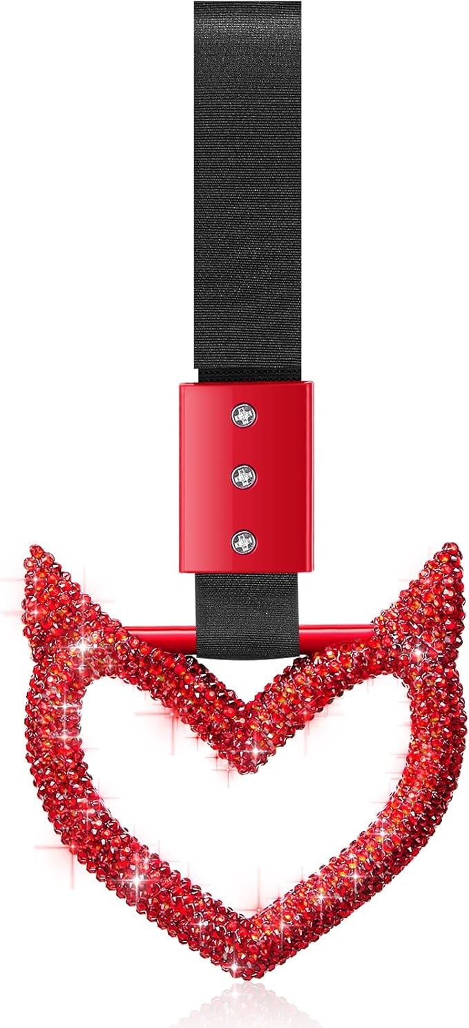 Fabbay Bling Heart Handle Ring Car Accessory for Women - Devil Style, Red | Amazon (US)