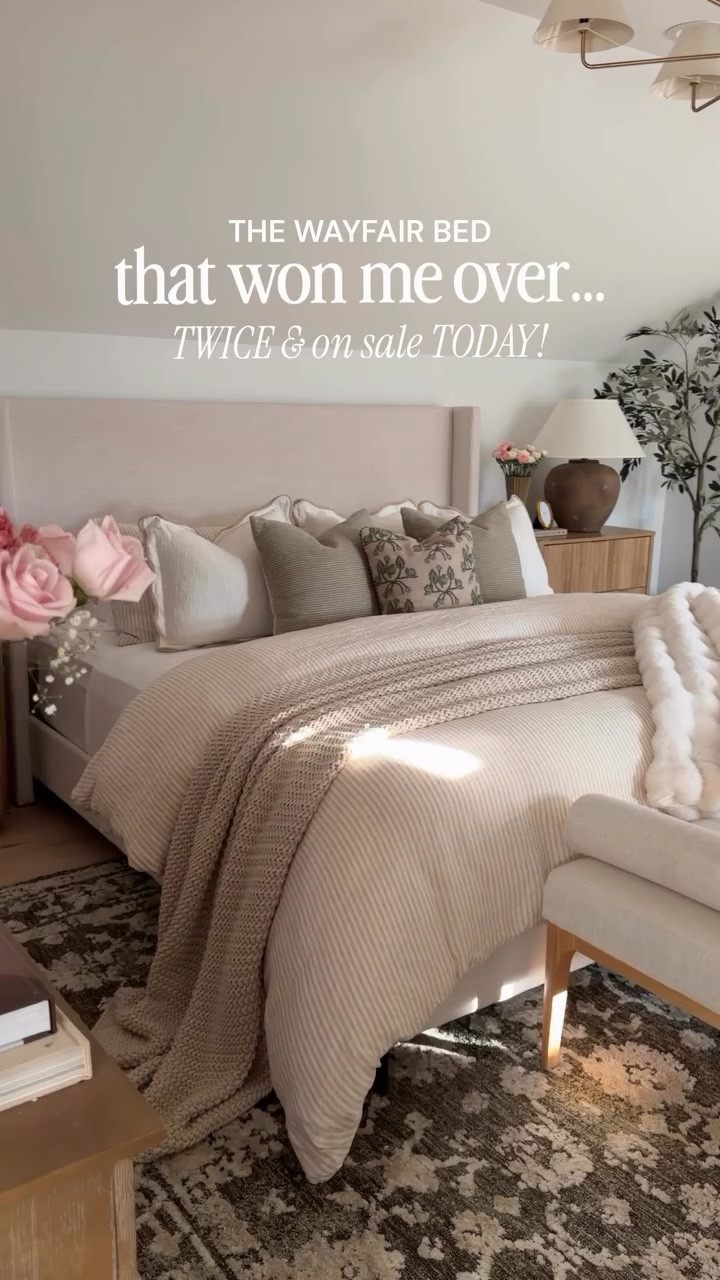 This the @Wayfair bed that won me not only once but TWICE!! 😍

I took a chance and bought it for our primary bedroom, then I loved it so much I got it again for my daughter’s room (which never happens). 

The quality, the headboard height, the way it just elevates the whole room… it gives that designer look for less! ✨🤍

And the price? Queen is under $350 and king is under $500 ….which is truly unreal for this look. 🎉

Last day to get it on WayDay, so if you’ve been on the fence, this is your sign! 🚨

#LTKHome #LTKSaleAlert