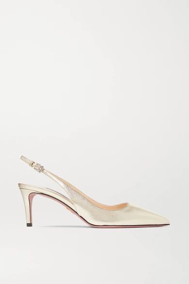 Prada - Metallic Textured-leather Slingback Pumps - Gold | NET-A-PORTER (UK & EU)