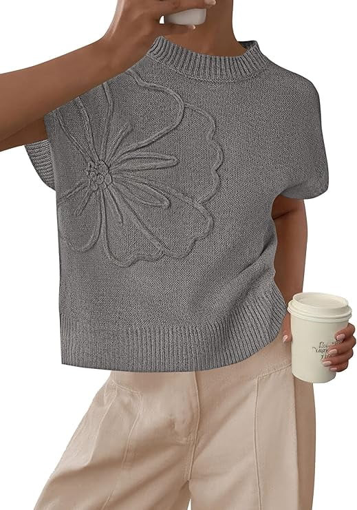 PRETTYGARDEN Women's Spring Sweater Vest Trendy Flower Knit Short Sleeve Cute Pullover Tank Tops ... | Walmart (US)