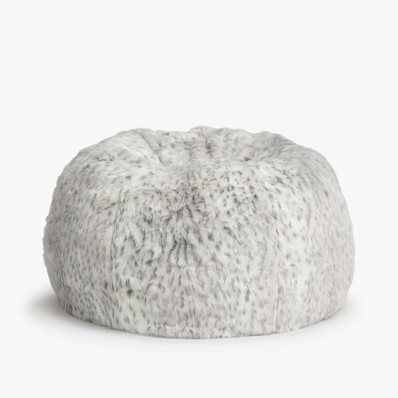 Gray Leopard Faux Fur Bean Bag Chair | Pottery Barn Teen