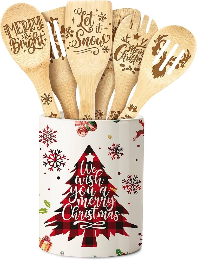 Christmas Decorations, Christmas Utensil Holder for Kitchen Counter, Christmas Tree Indoor Kitche... | Amazon (US)