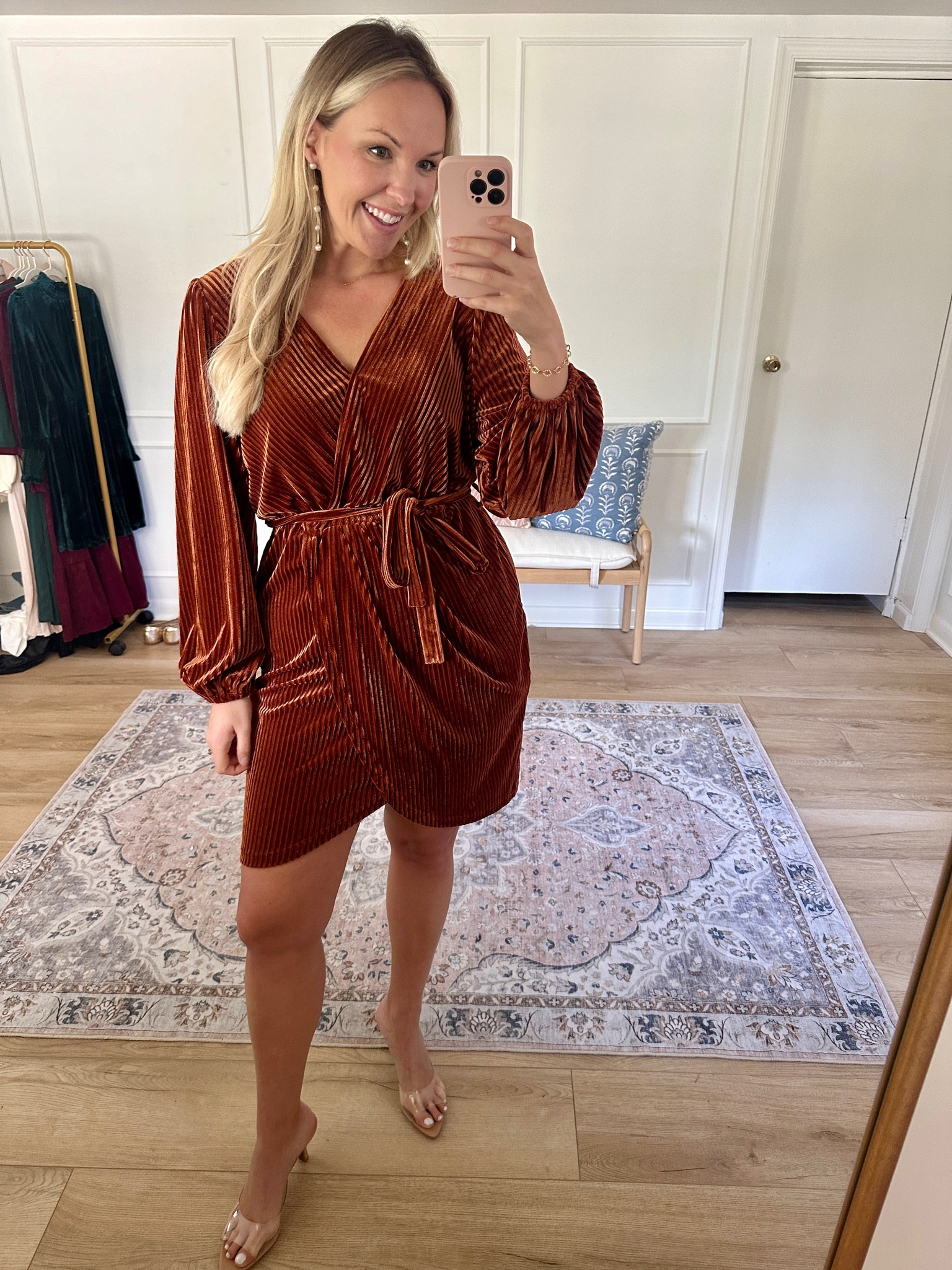 Mini wrap dress - fall occasion dress - comes in other colors too that are perfect for the upcoming holidays! Wedding guest dress - fall family photos - fall outfit 

#LTKMidsize #LTKSeasonal #LTKWedding