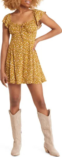 Floral Flutter Sleeve Minidress | Nordstrom