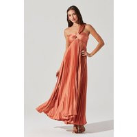 ASTR the Label | Rasya One-Shoulder Pleated Maxi Dress in Coral | Size S | ASTR The Label (US)