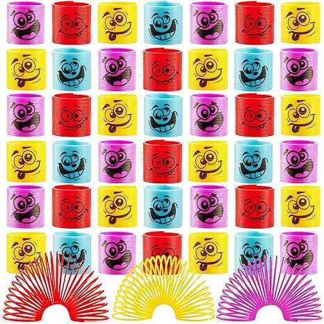Mega Pack of 50 Coil Springs for Kids - Assorted Silly Faces and Colors, Mini Plastic Spring Toy ... | Amazon (US)
